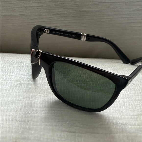 Bvlgari Polarized Black Matt Sunglasses with Silver Accents - Picture 3 of 9